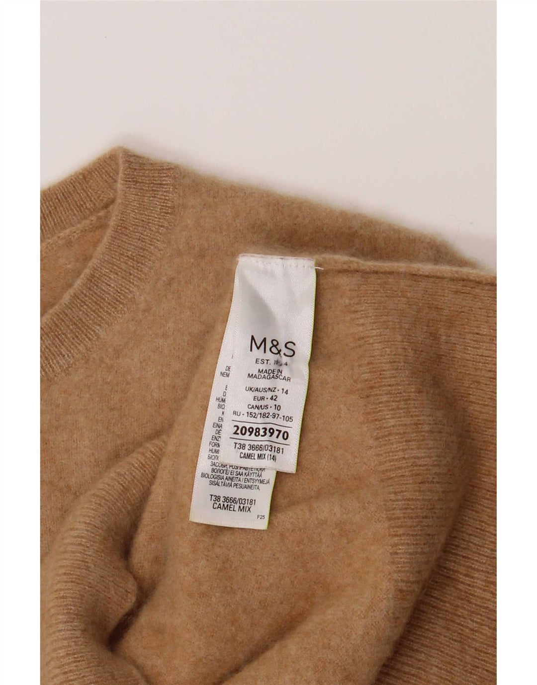 Pulover pentru femei Marks & Spencer cu decolteu triplu UK 14 mare maro geometric