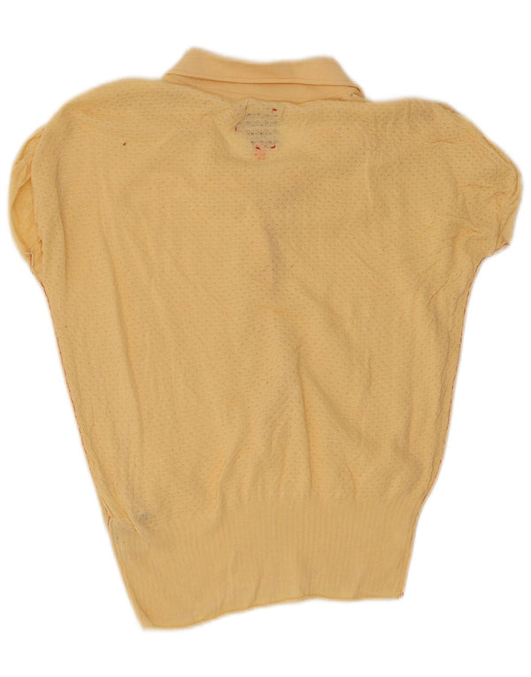 Pulover cu mânecă scurtă pentru femei Hugo Boss, cu gât polo, UK 14, mare, galben