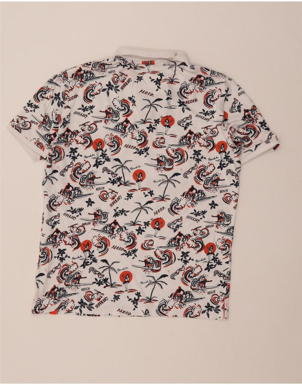 Tricou polo hawaian Superdry pentru bărbați, bumbac alb XL