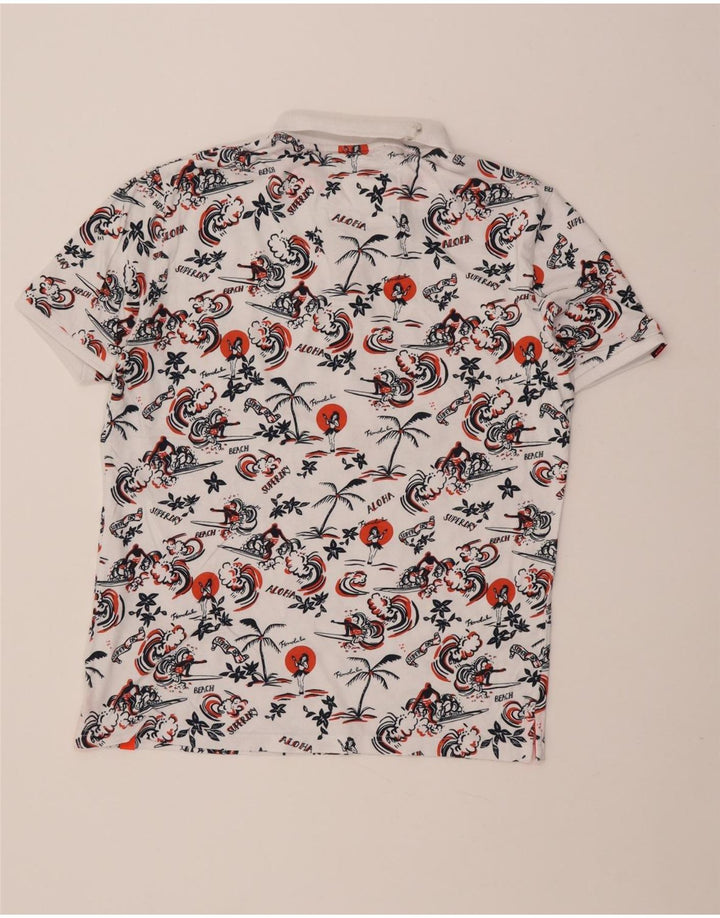 Tricou polo hawaian Superdry pentru bărbați, bumbac alb XL