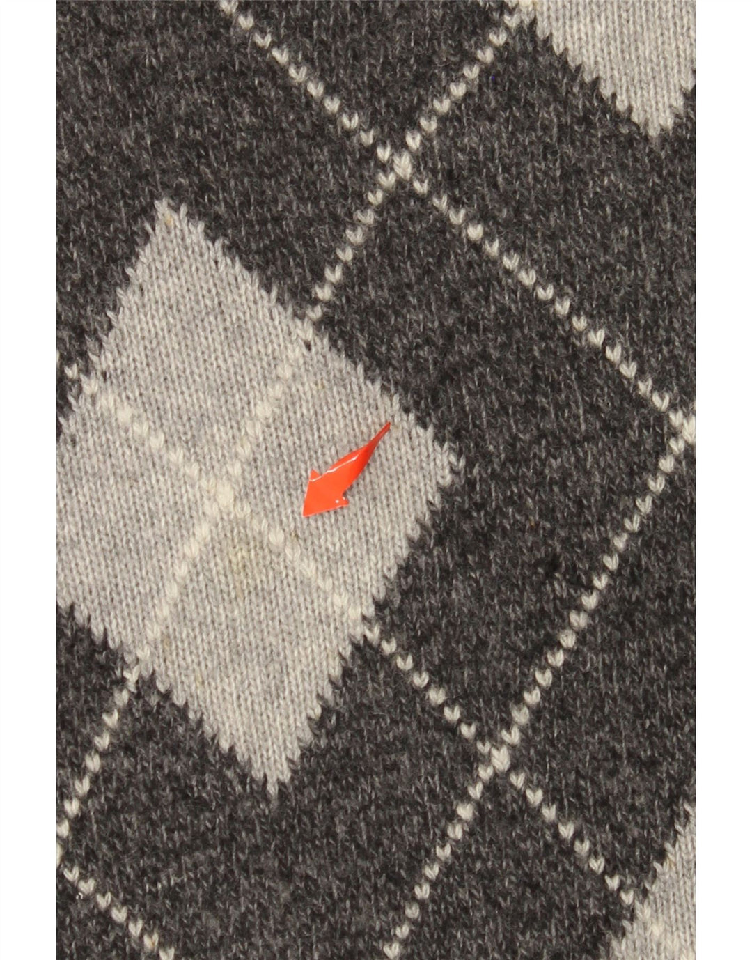 Pulover cu decolteu în V BENETTON pentru bărbați, mare, gri Argyle/Lână diamant