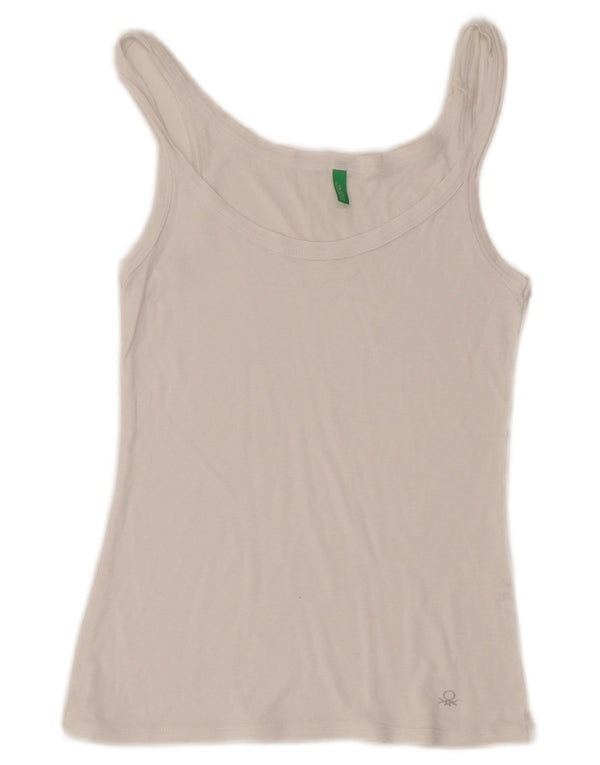 Benetton Womens Cami Top UK 10 Small White Bumbac