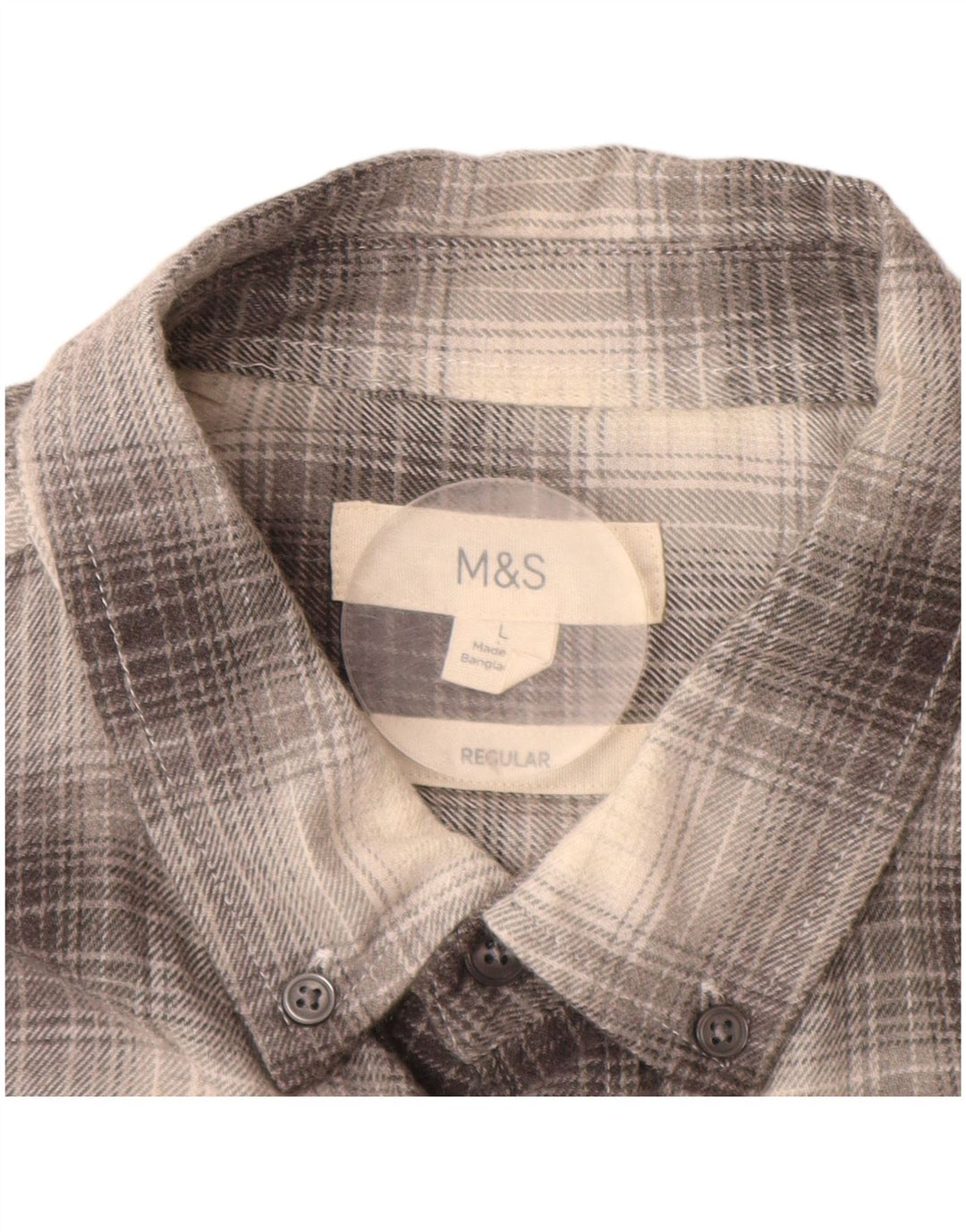 Cămașă de flanel pentru bărbați MARKS & SPENCER, bumbac cu carouri, gri mare