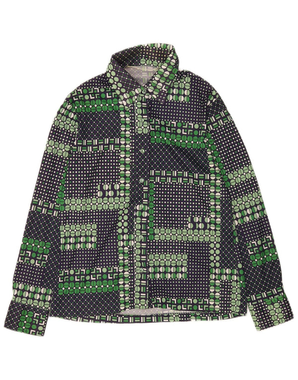 Cămașă Vintage pentru femei UK 14 Medium Green Geometric