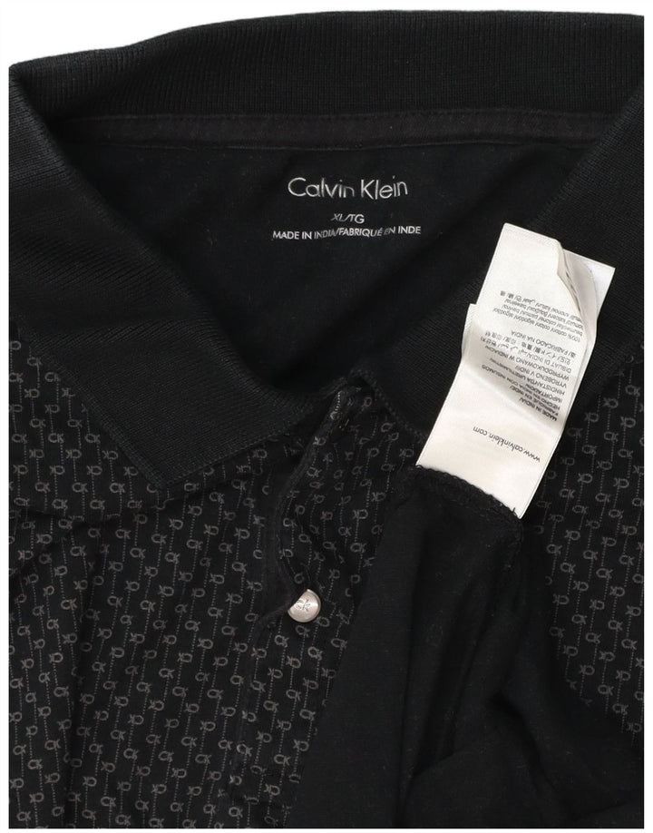 CALVIN KLEIN Tricou Polo Grafic XL Bumbac Negru
