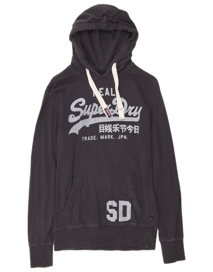 Pulover cu glugă grafic Superdry pentru bărbați, bumbac mediu negru