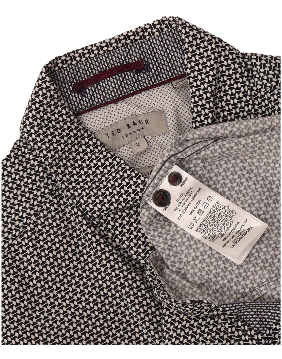 Cămașă Bărbați Ted Baker Mărimea 2 Bumbac Geometric Negru Mic
