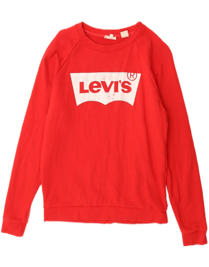 Pulover de hanorac supradimensionat pentru femei Levi's UK 6 XS Bumbac roșu