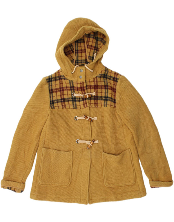 Jachetă duffle cu glugă Topshop pentru femei UK 10 Small Yellow Check Wool