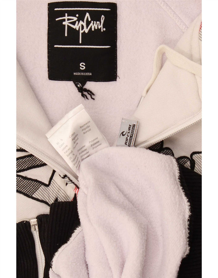 Pulover Rip Curl pentru bărbați, cu fermoar și grafic, bumbac mic, alb