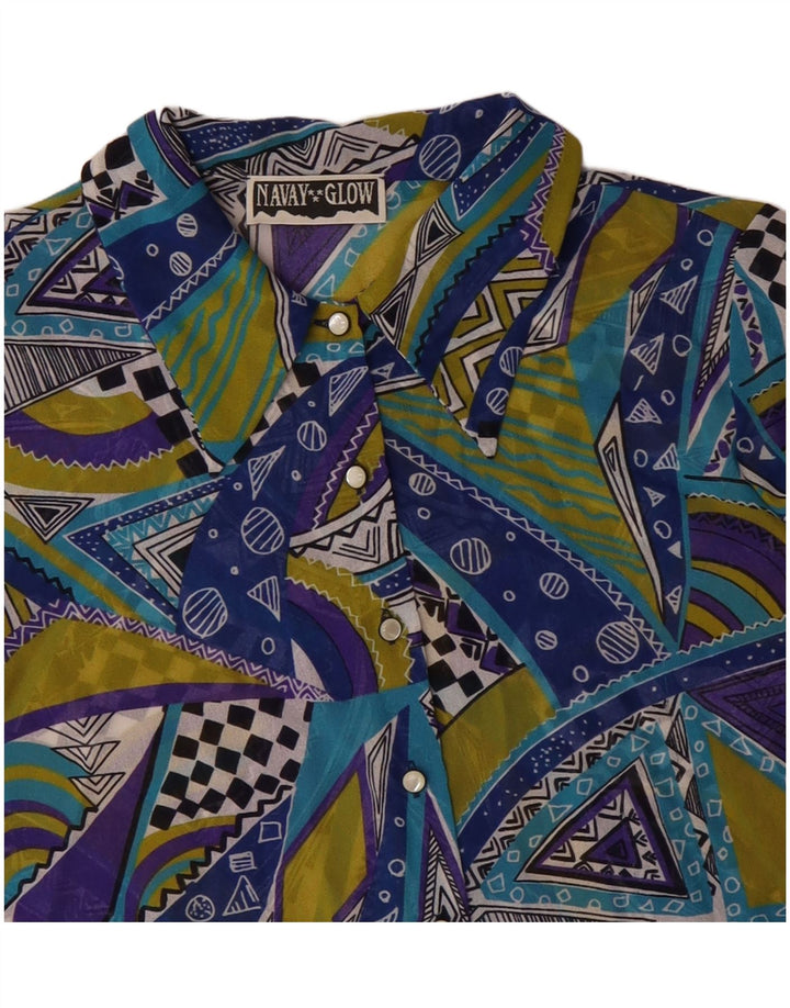 Bluză Cămașă Femei VINTAGE IT 42 Poliester Geometric Albastru Mediu