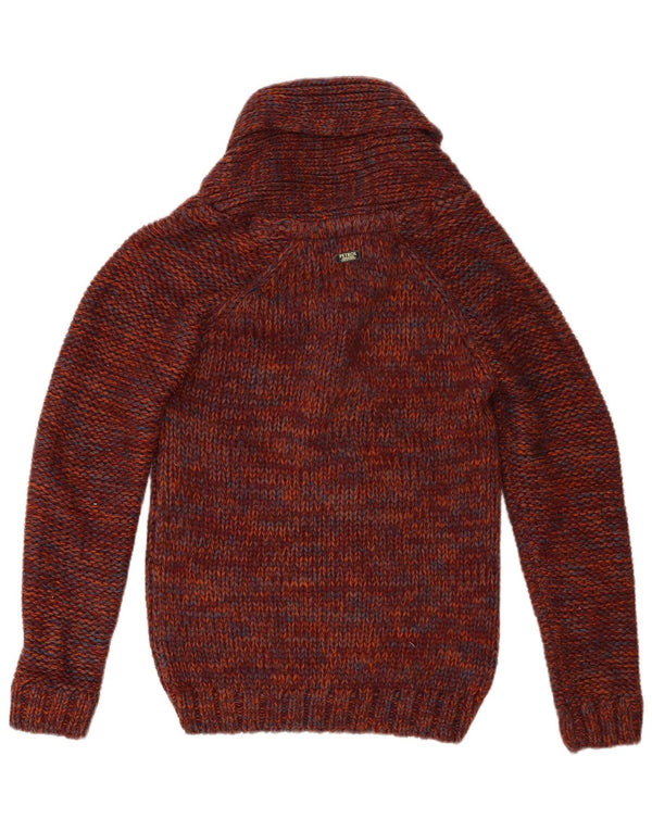Pulover cardigan pentru bărbați Petrol Industries XS Burgundy cu pete acrilice