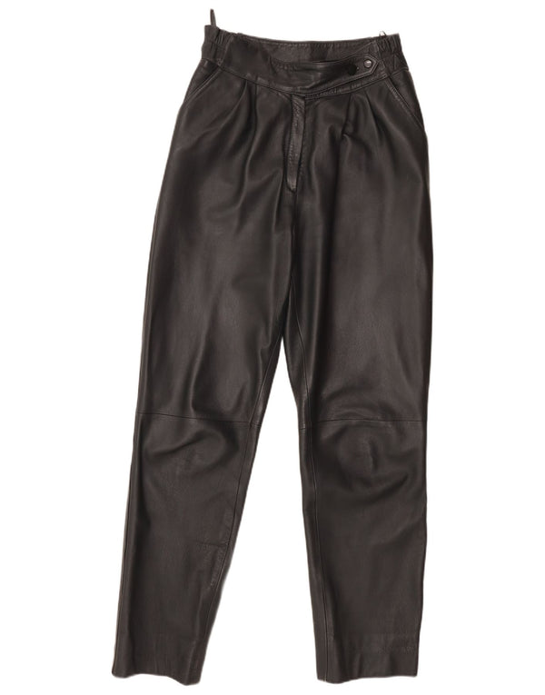 Pantaloni din piele vintage pentru femei IT 40 Small W26 L29 Piele neagră
