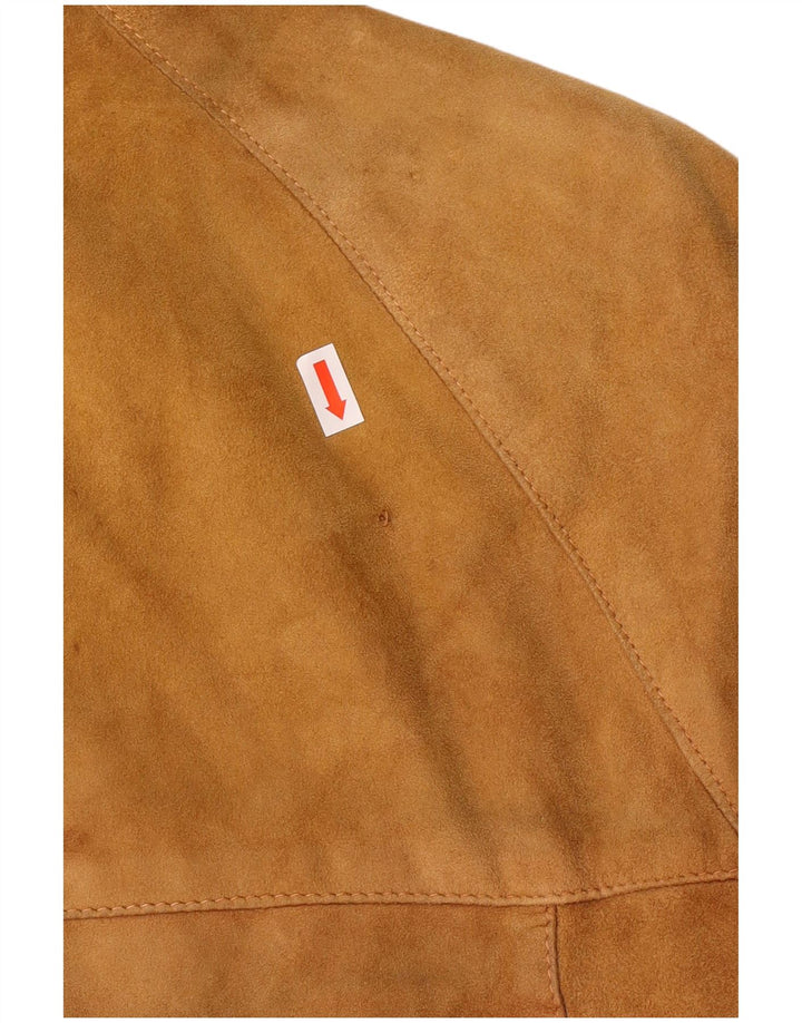 Jachetă Bomber din piele intoarsa pentru femei vintage UK 12 din piele maro medie