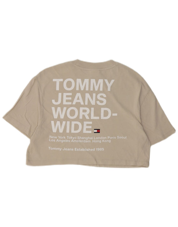 TOMMY HILFIGER Tricou grafic supradimensionat pentru femei Top UK 10 Small Bej