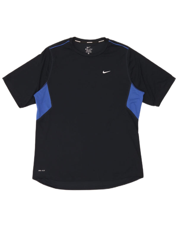 Tricou pentru bărbați Nike Dri Fit Top mare, albastru bleumarin, color block