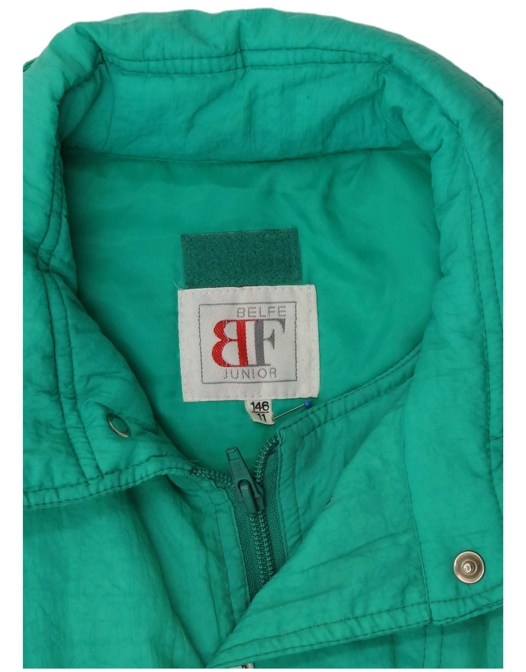 Jachetă de schi cu grafică supradimensionată pentru fete Belfe 10-11 ani Poliamidă verde anii 80