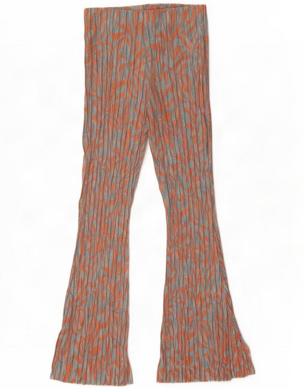 Zara Womens Flare Leggings UK 14 Medium Orange Floral Poliester