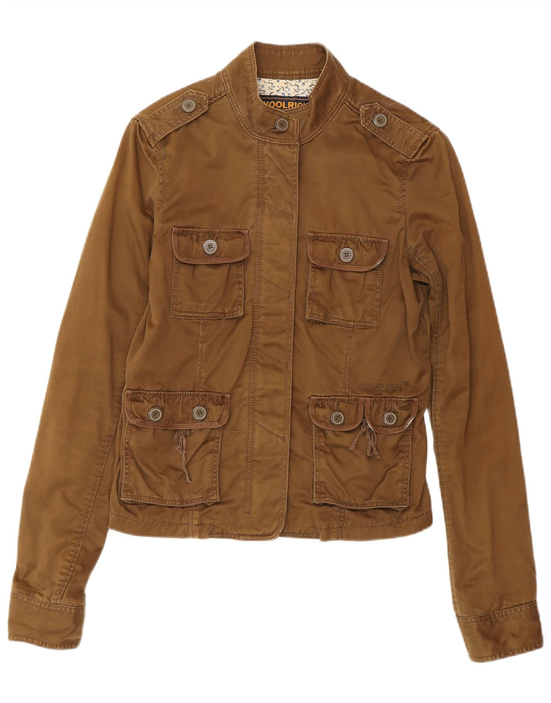 Jachetă militară Woolrich pentru femei UK 12, bumbac maro mediu