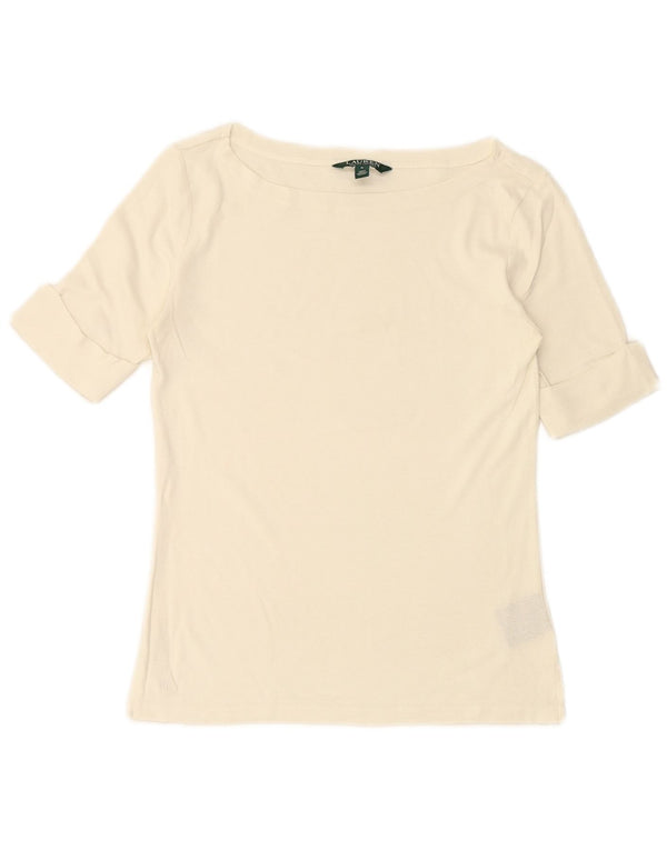 RALPH LAUREN Tricou pentru femei Top UK 12 Medium White Bumbac
