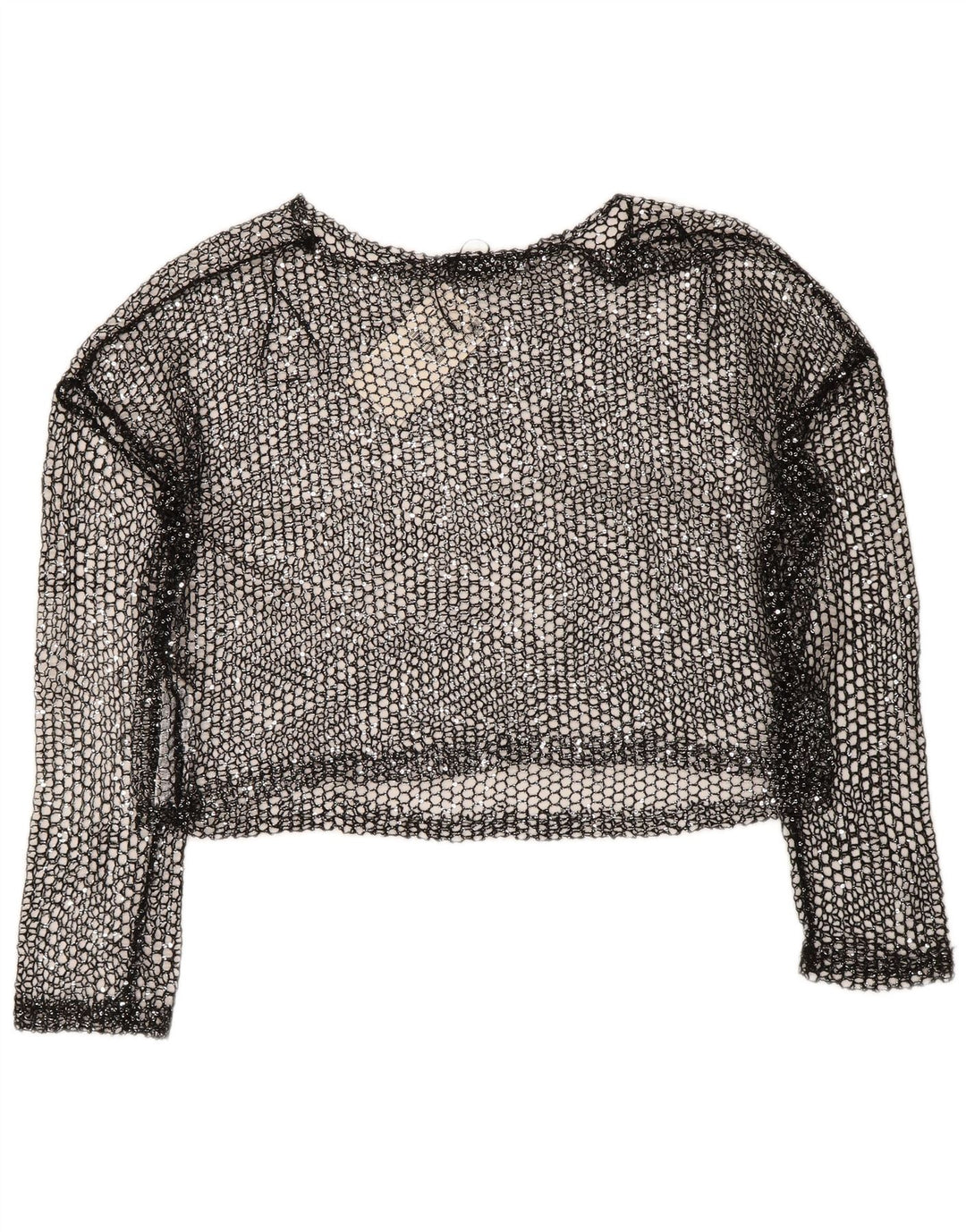 Crop top oversize din croșetat Zara pentru femei UK 14 Poliester negru mare