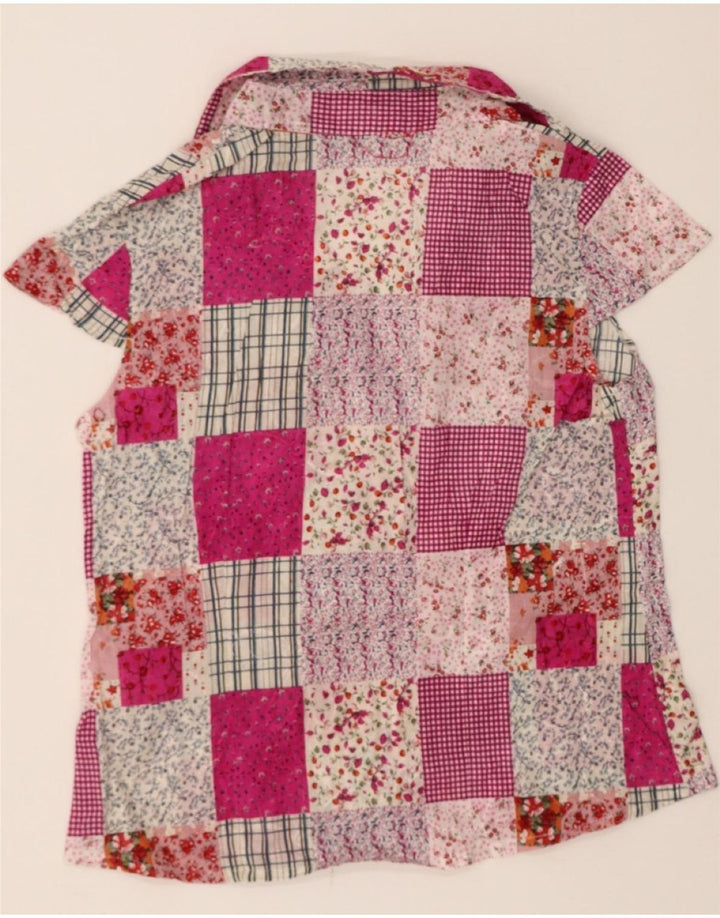 VINTAGE Girls Short Sleeve Shirt 11-12 Years 2 XL Multicoloured Patchwork Vintage Vintage and Second-Hand Vintage from Messina Hembry 