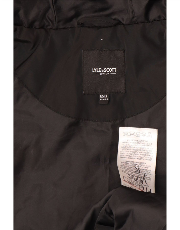 Jachetă căptușită cu glugă Lyle & Scott pentru băieți 12-13 ani, poliester negru