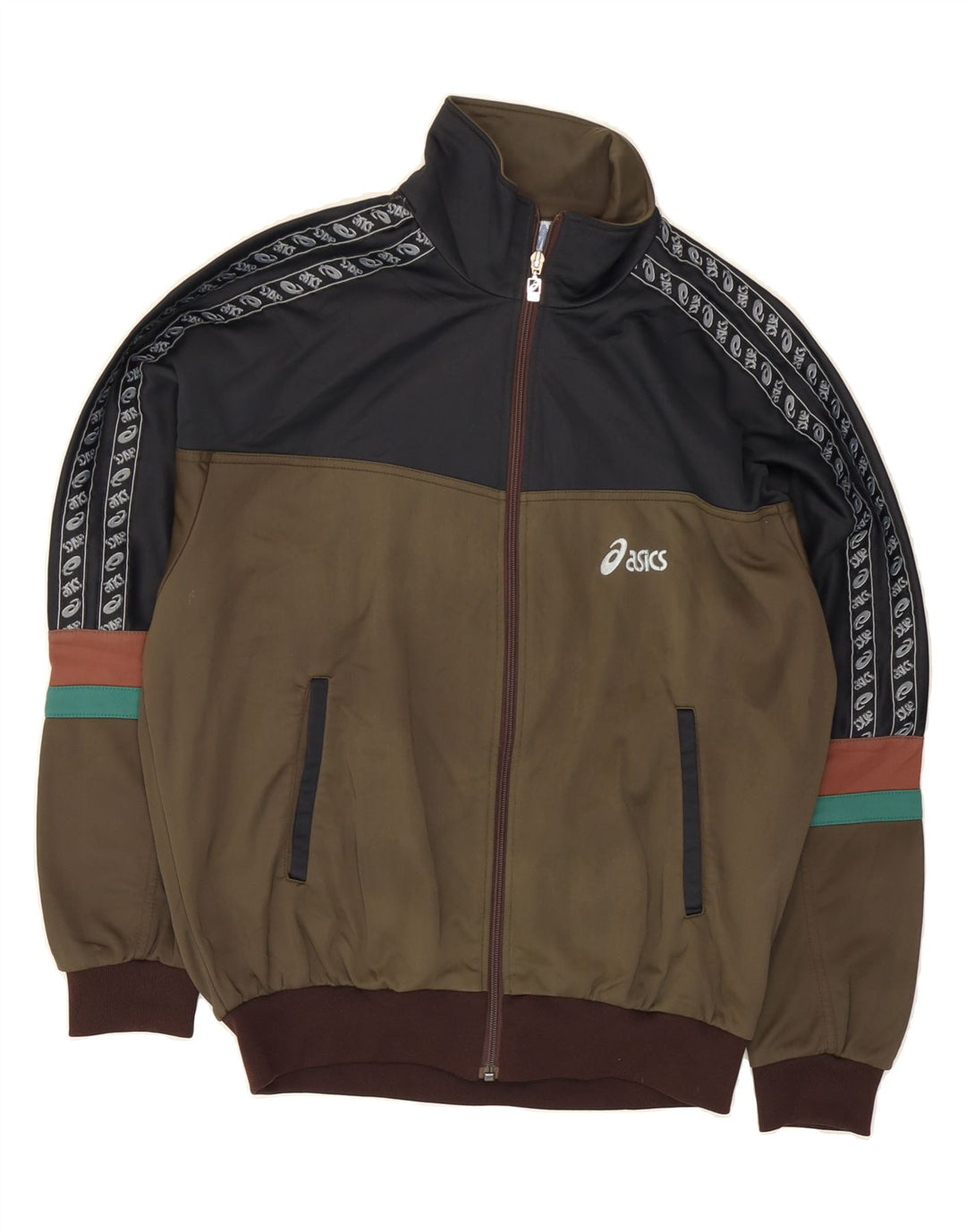 Jachetă de top pentru trening vintage pentru bărbați ASICS IT 48 Medium Green Colorblock