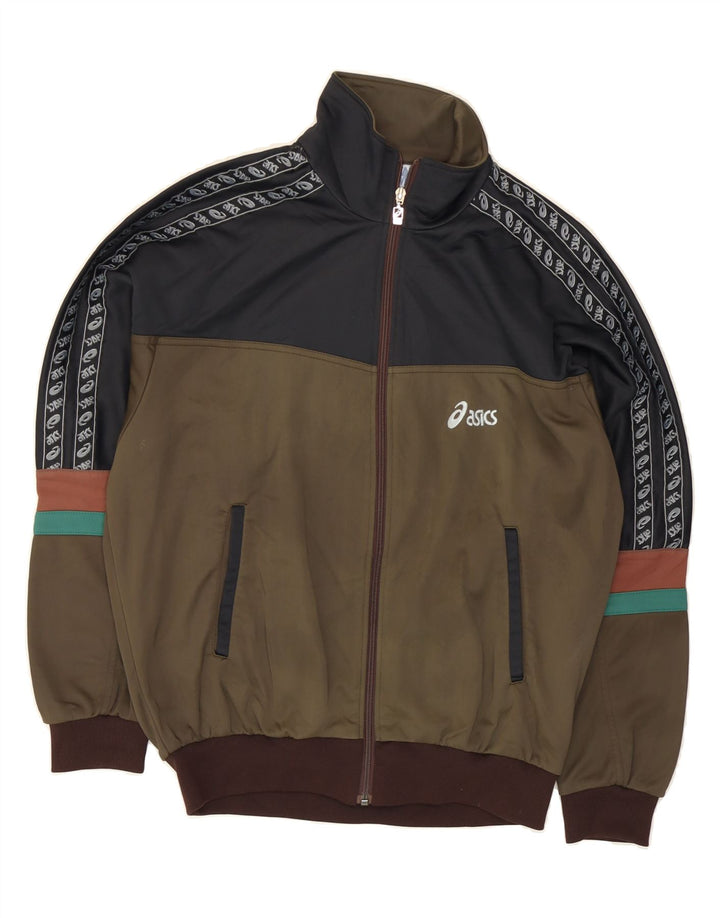 Jachetă de top pentru trening vintage pentru bărbați ASICS IT 48 Medium Green Colorblock