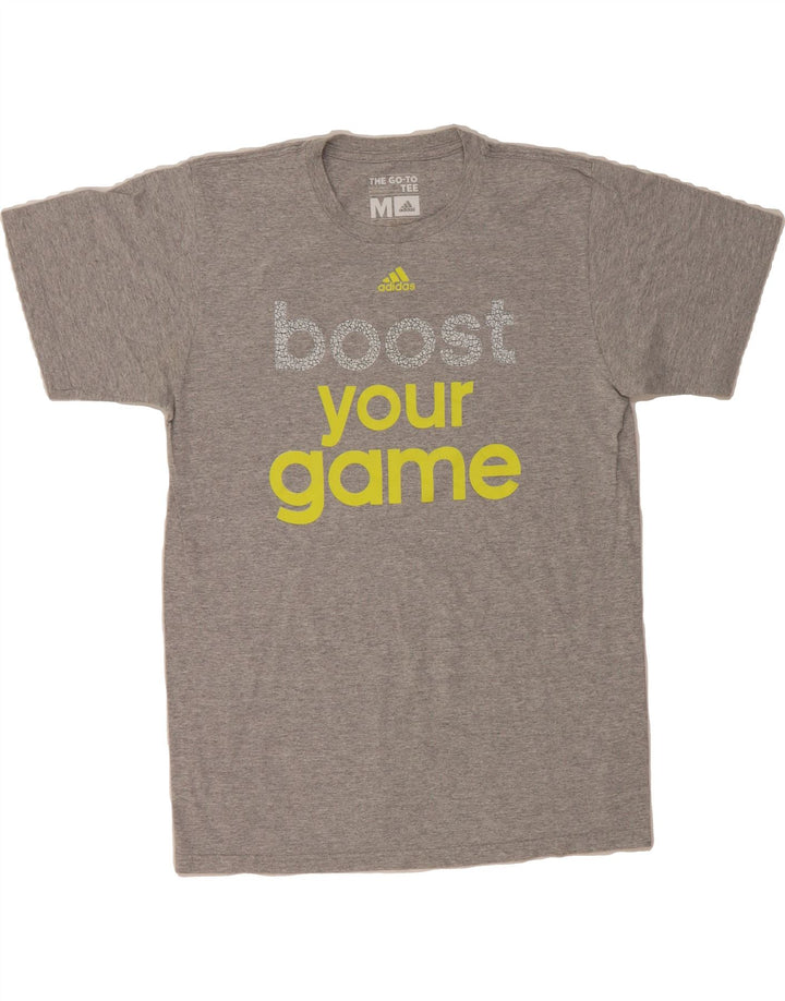 ADIDAS Mens Graphic T-Shirt Top Medium Grey Cotton Vintage Adidas and Second-Hand Adidas from Messina Hembry 