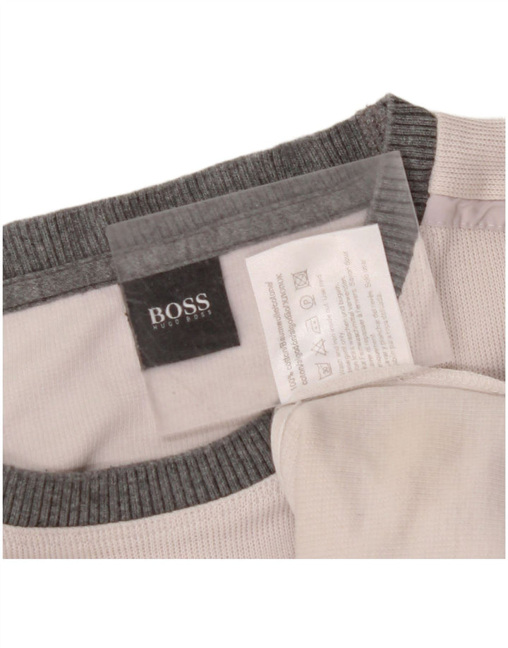 Top pentru bărbați HUGO BOSS cu mânecă lungă XL din bumbac color-bloch alb