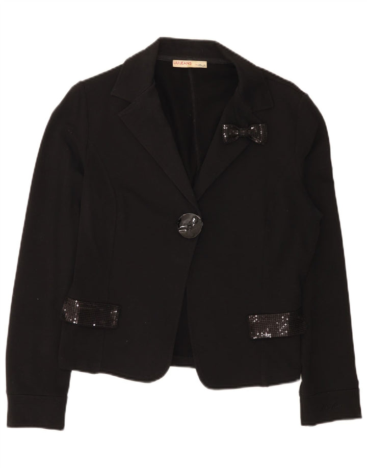 Jachetă Liu Jo pentru femei, cu 1 nasture, UK 18 XL, bumbac negru