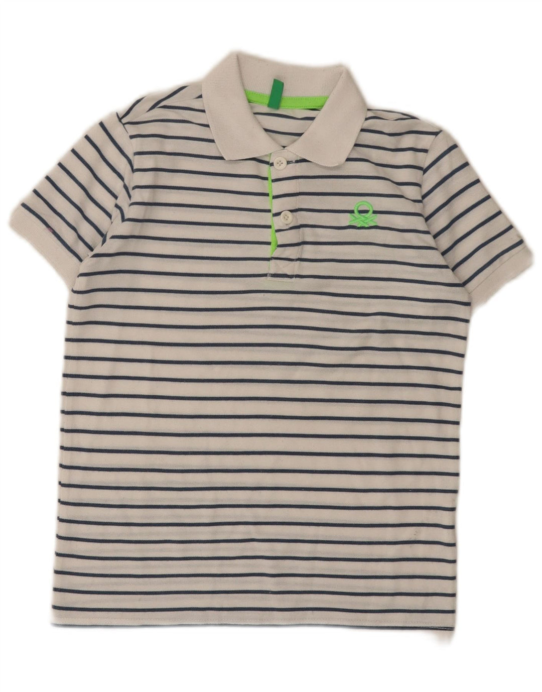 Tricou polo pentru băieți Benetton 8-9 ani poliester cu dungi albe mari