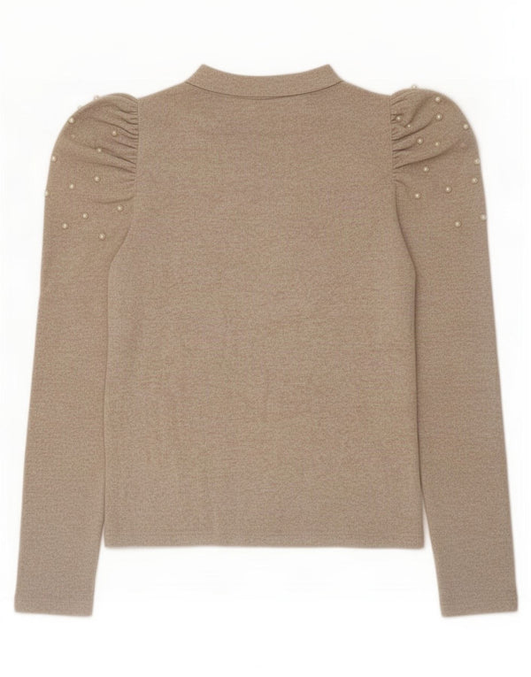 Top femeie Zara cu mânecă lungă UK 12 Medium Bej cu pete