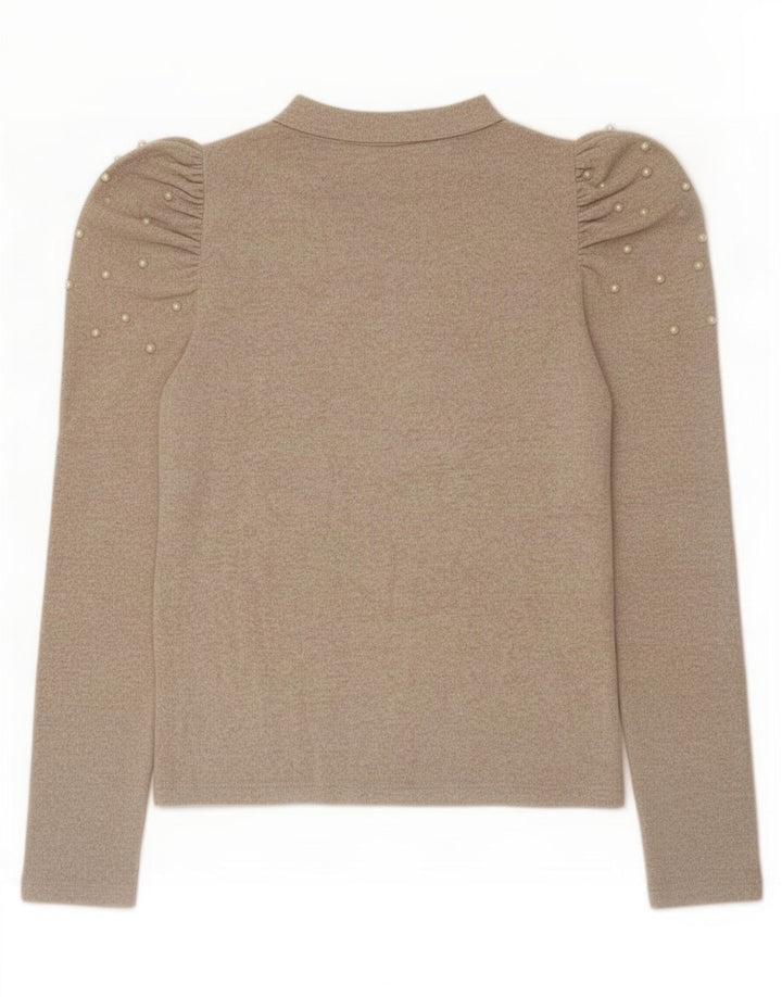 Top femeie Zara cu mânecă lungă UK 12 Medium Bej cu pete