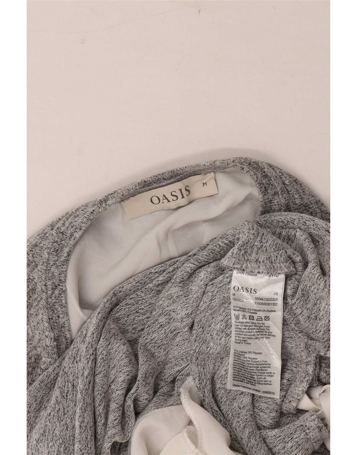 Oasis Top pentru femei cu mânecă lungă UK 12 Medium Grey Flecked Viscose