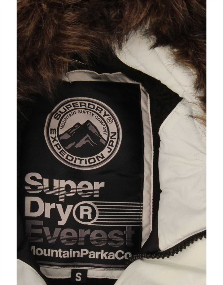 Jachetă parka cu glugă Superdry pentru bărbați UK 36 Poliester alb mic