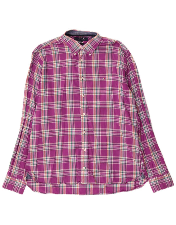 Cămașă personalizată pentru bărbați Tommy Hilfiger, bumbac XL purple check