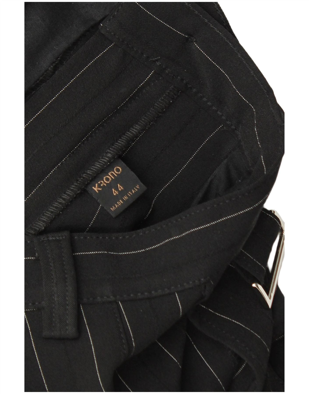 Pantaloni chino drepți pentru femei VINTAGE IT 44 Medium L30 L32 Negru cu dungi