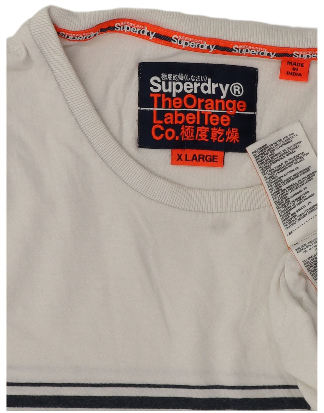 Tricou pentru bărbați Superdry Top XL Bumbac cu dungi albe