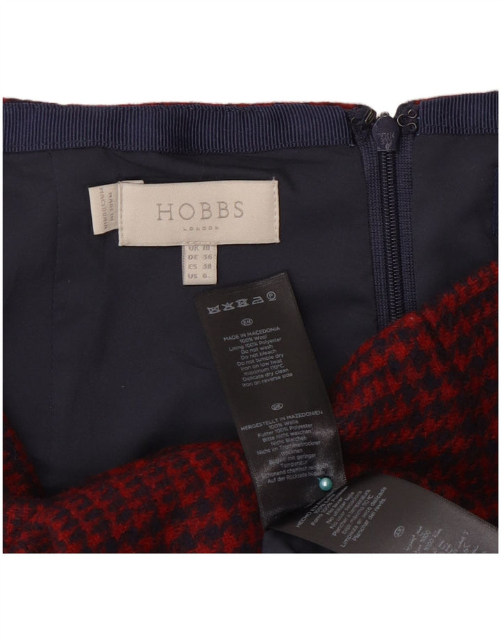 Fusta creion Hobbs pentru femei UK 10 Small W28 Red Houndstooth Wool