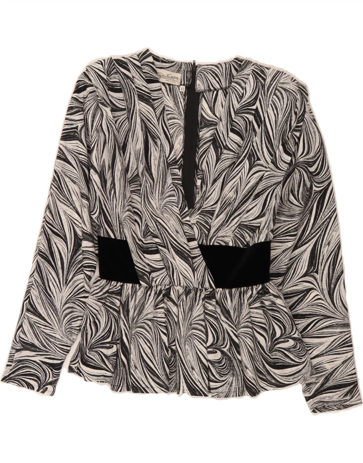 EGON VON FURSTENBERG Womens Abstract Pattern Blouse Top IT 42 Medium Black Vintage Egon Von Furstenberg and Second-Hand Egon Von Furstenberg from Messina Hembry 