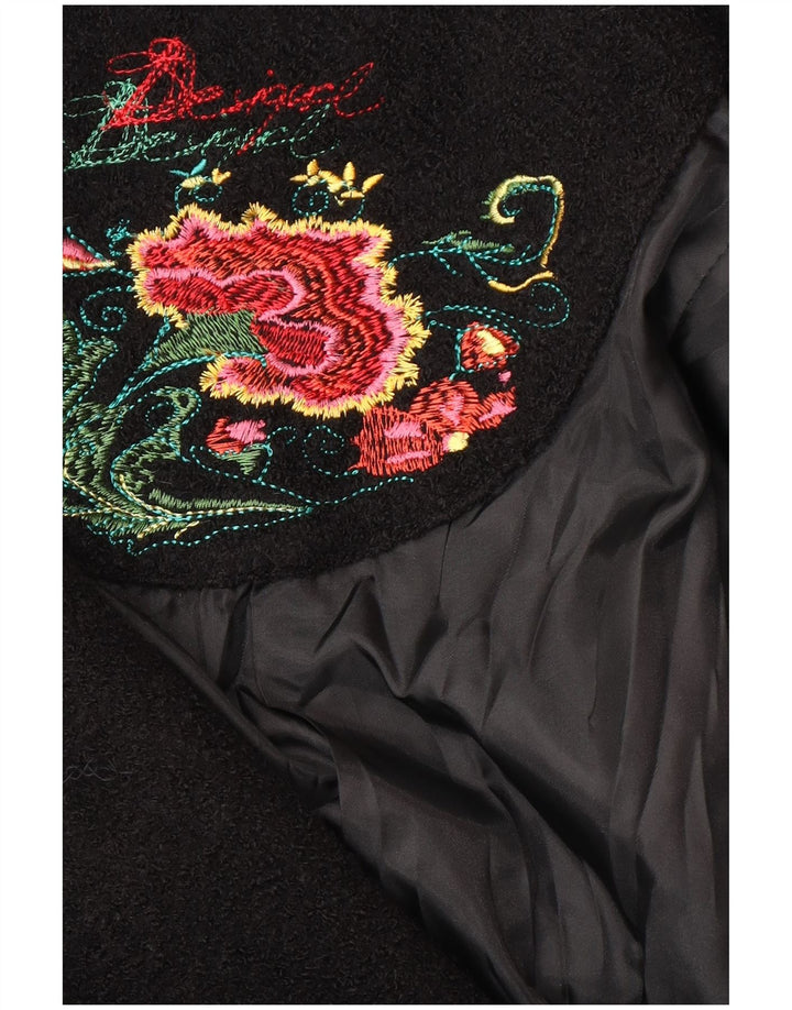 Pardesiu grafic pentru femei Desigual UK 10 mic, negru, floral