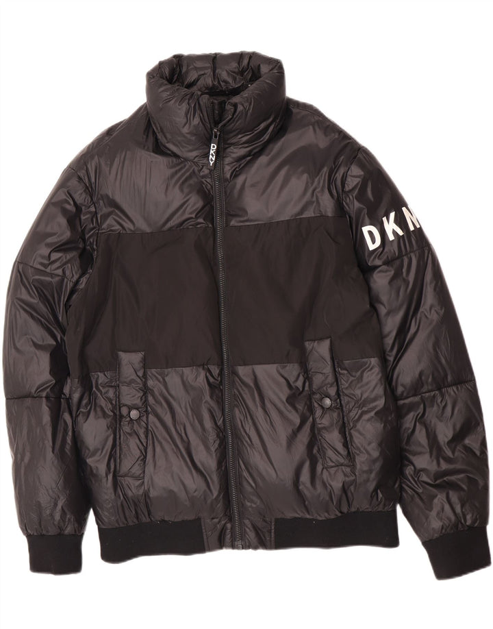 Jachetă căptușită cu grafică pentru bărbați Dkny UK 38 Medium Black Colorblock Nylon