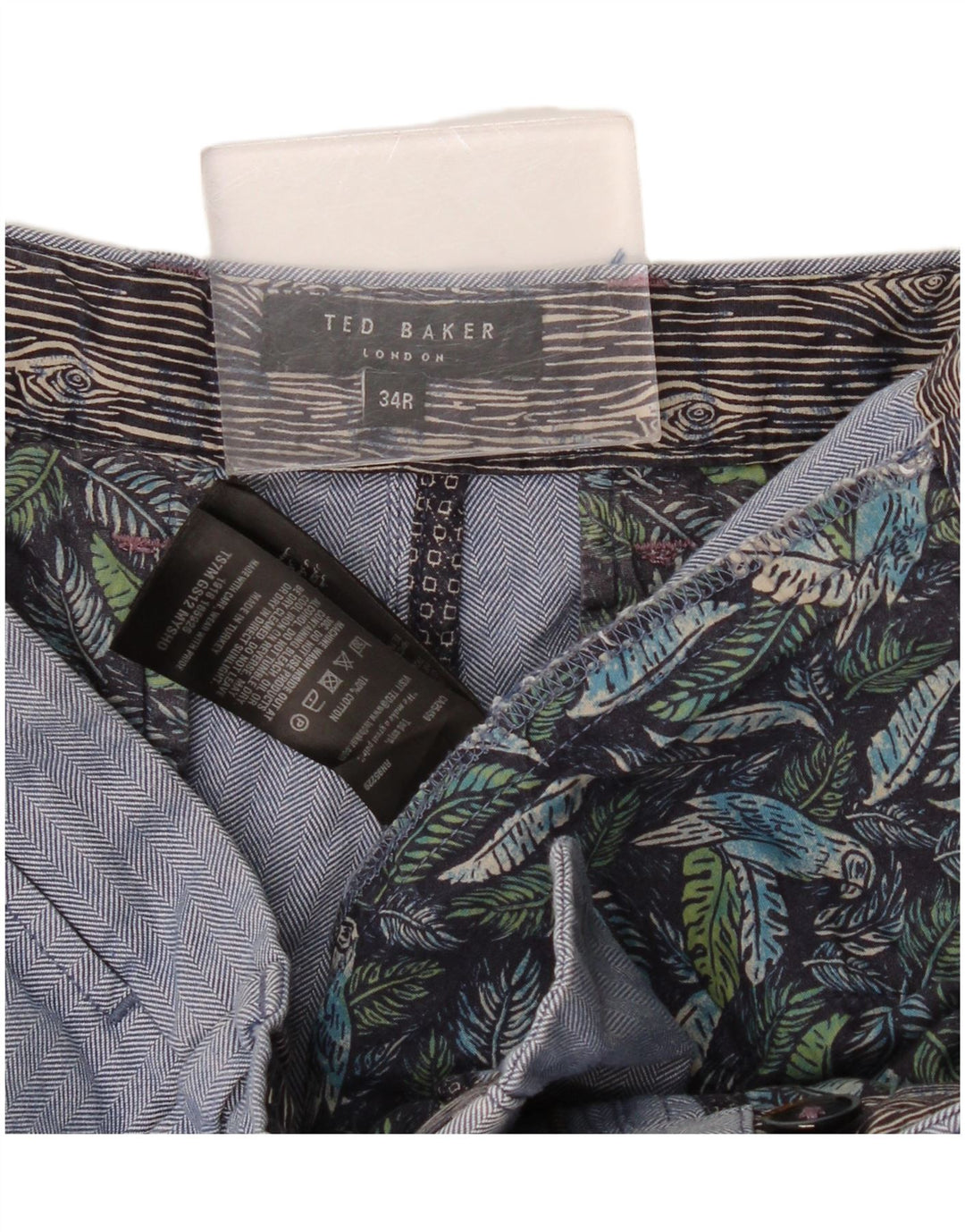 Pantaloni scurți chino pentru bărbați Ted Baker W34, bumbac în spina de pește, mare, albastru