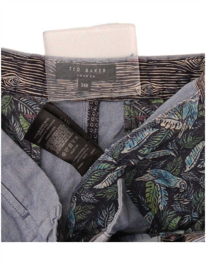 Pantaloni scurți chino pentru bărbați Ted Baker W34, bumbac în spina de pește, mare, albastru