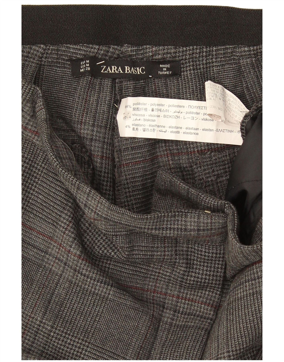 Pantaloni chino slim pentru femei Zara Mediu L32 L26 Poliester cu carouri gri