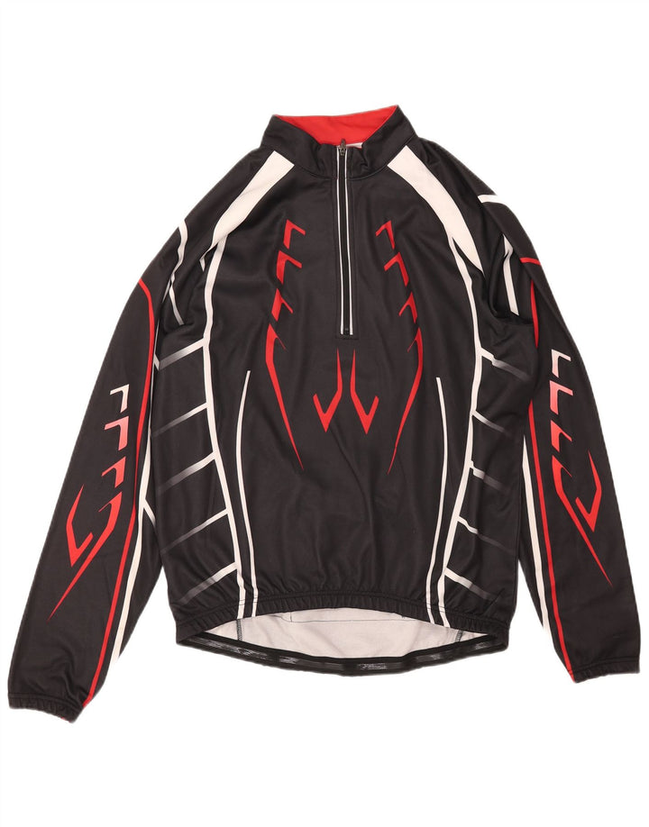 CRANE Trening pentru bărbați, cu fermoar, gât, pulover, top IT 52, mare, negru, geometric