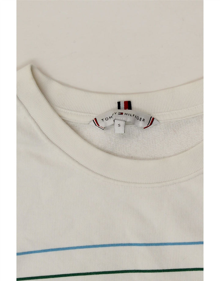 TOMMY HILFIGER Womens Oversized Sweatshirt Jumper UK 10 Small White Vintage Tommy Hilfiger and Second-Hand Tommy Hilfiger from Messina Hembry 