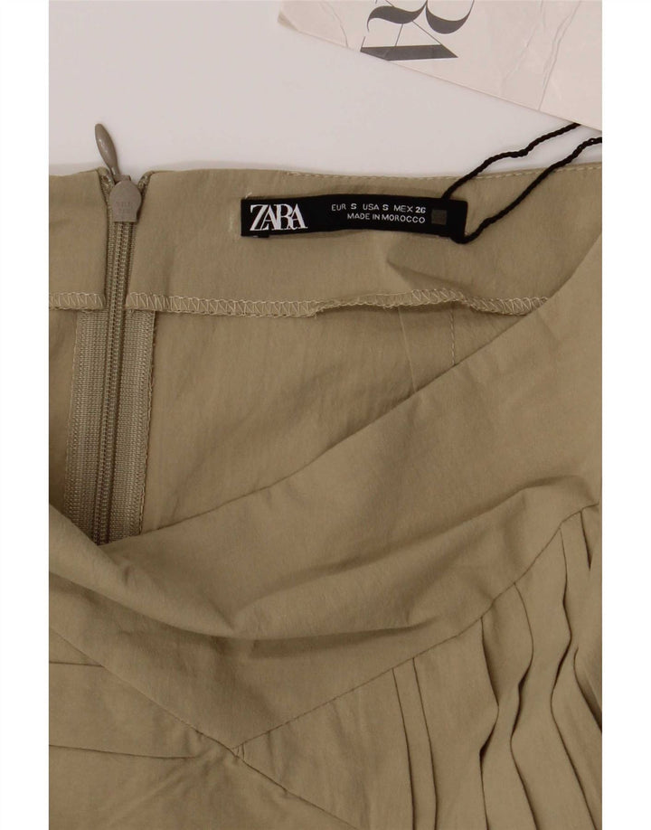 Fusta Mini Zara Femei Mică W26 Kaki Bumbac